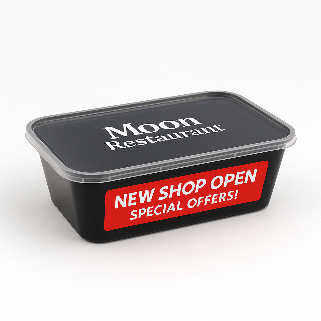 Single ad box with Moon Restaurant on top and offer strip on the side